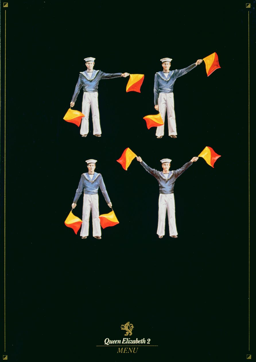 Couverture de menu à bord du QE2 - American School