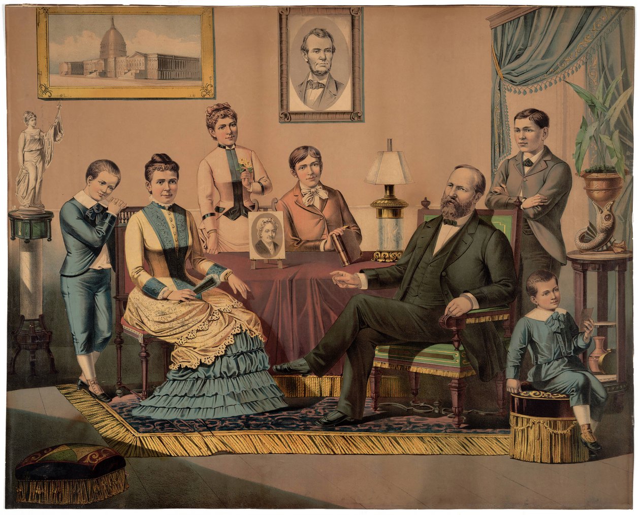 Le président Garfield et sa famille, pub. 1882 - American School