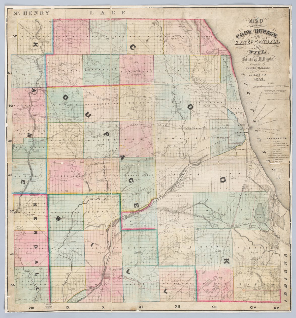Carte de Rees des comtés de Cook et DuPage - American School