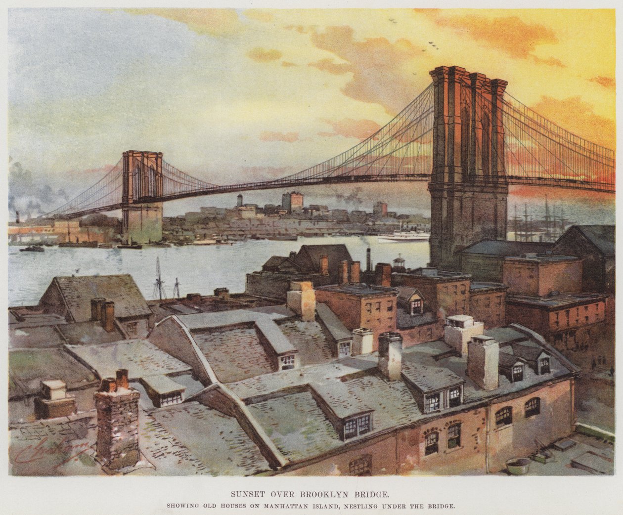 Coucher de soleil sur le pont de Brooklyn - American School