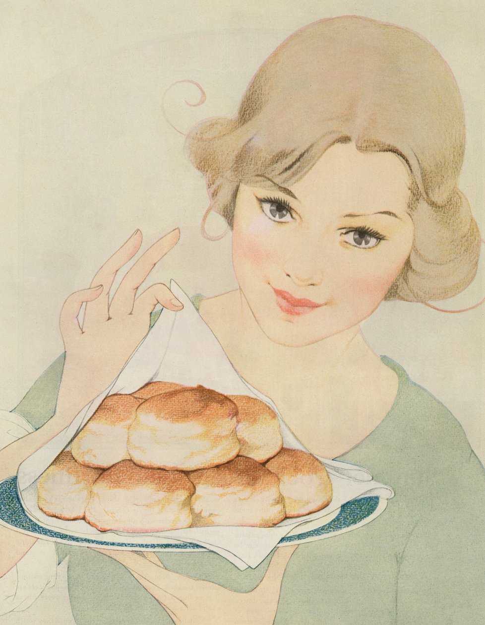 Femme servant des biscuits chauds - American School