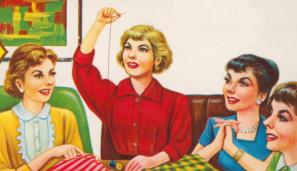 Femmes à un cercle de couture - American School
