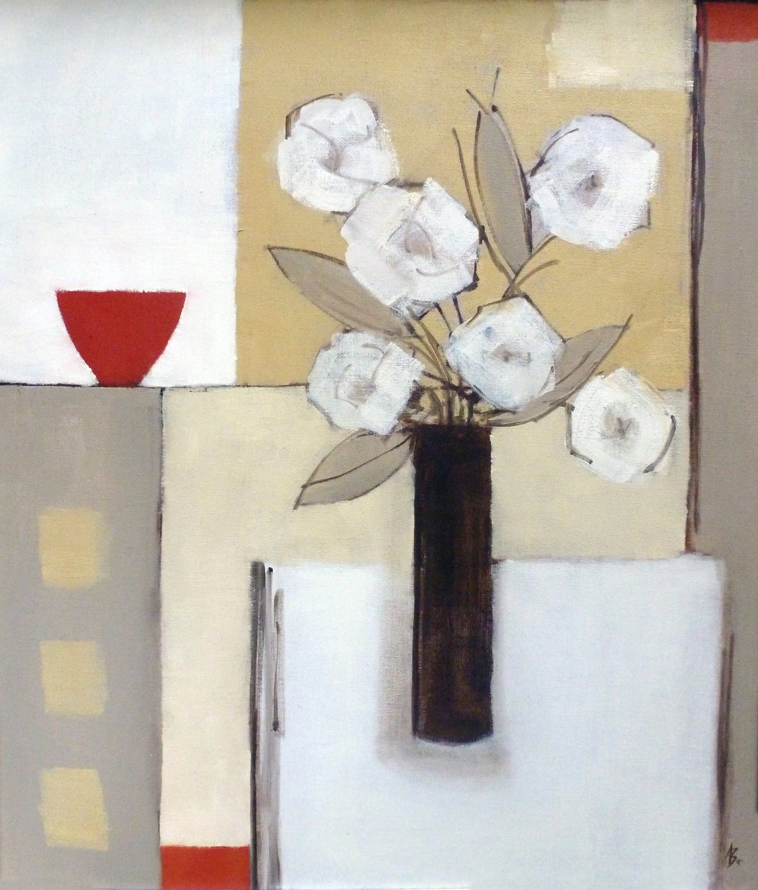 Bol rouge, fleurs blanches - Ana Bianchi