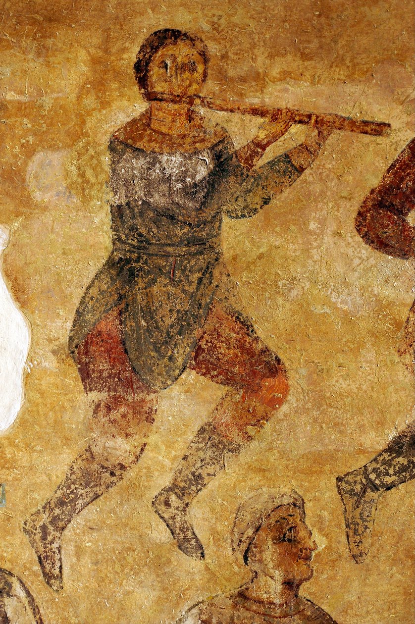 Musiciens et acrobates (détail) - Ancient Russian frescos