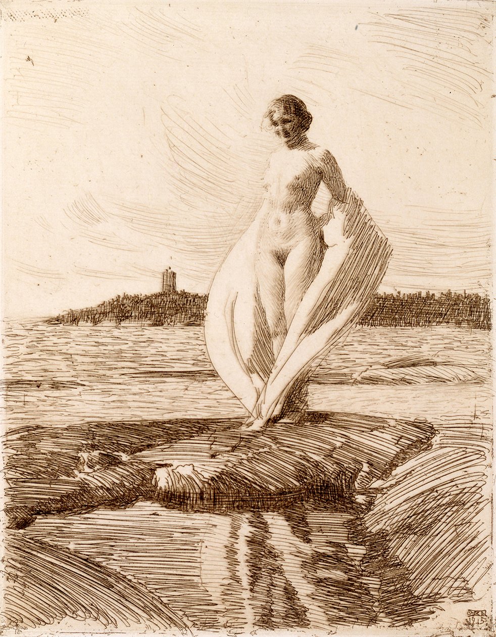 Femme avec écharpe - Anders Leonard Zorn