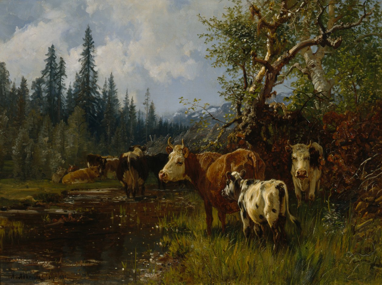 Vaches près du lac - Anders Askevold