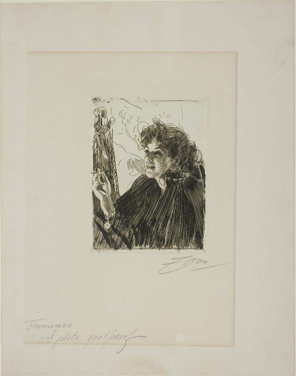Fille avec une cigarette II - Anders Leonard Zorn