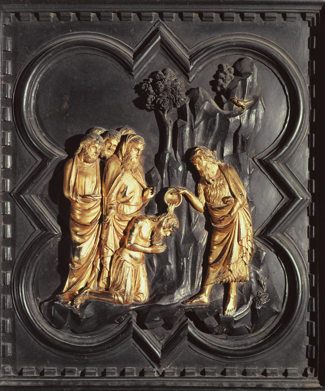 Saint Jean-Baptiste baptisant dans le Jourdain, des portes sud du baptistère de San Giovanni, 1336 - Andrea Pisano