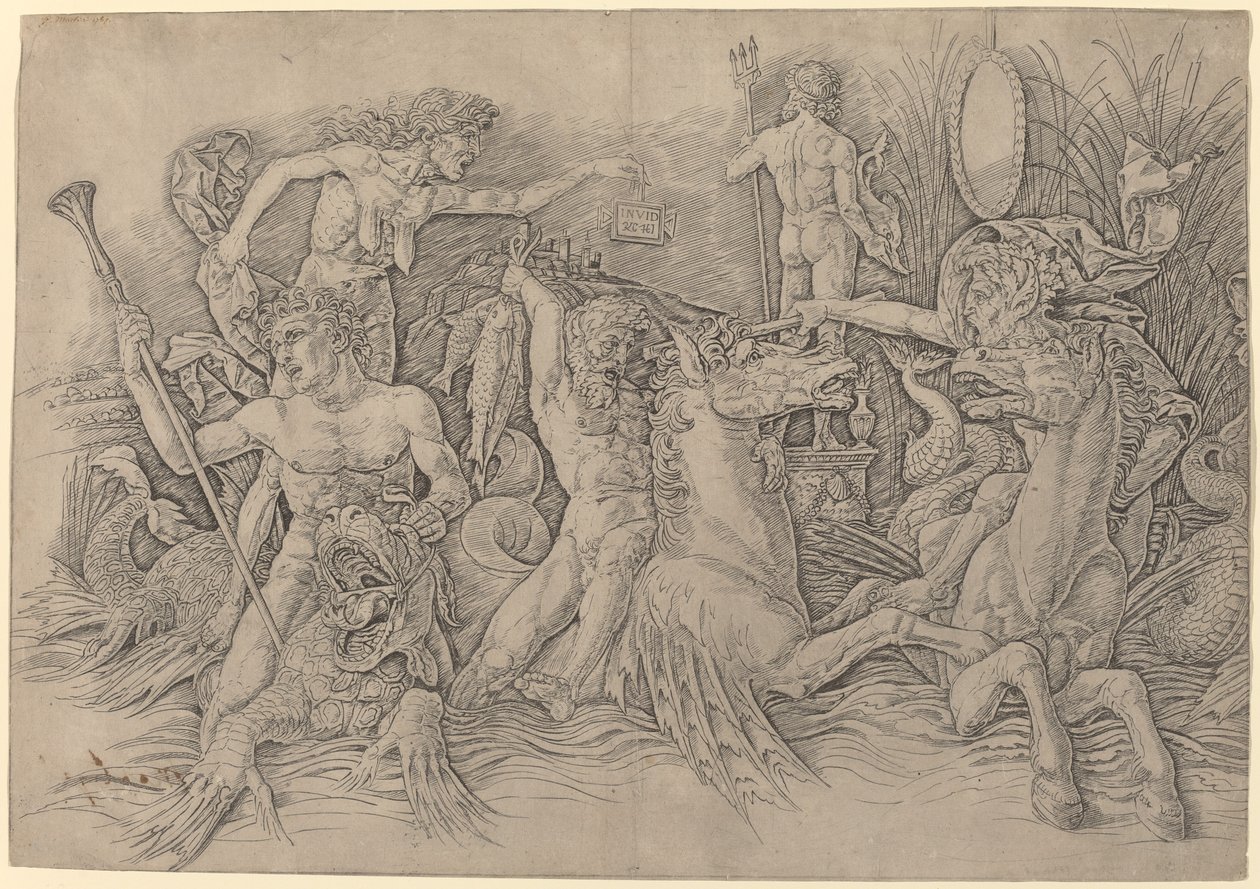 Bataille des dieux de la mer (moitié gauche) - Andrea Mantegna