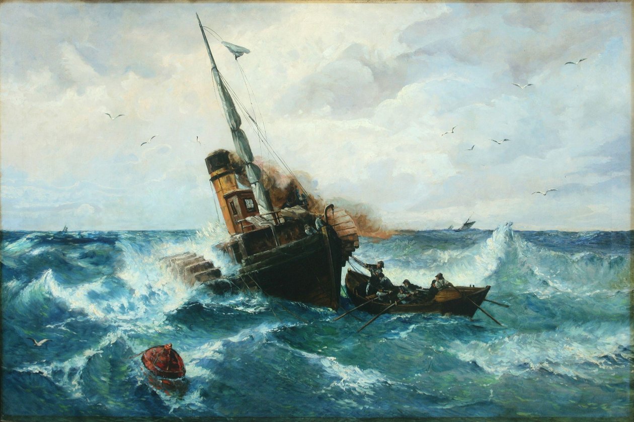 Vapeur à roues dans une mer agitée - Andreas Achenbach