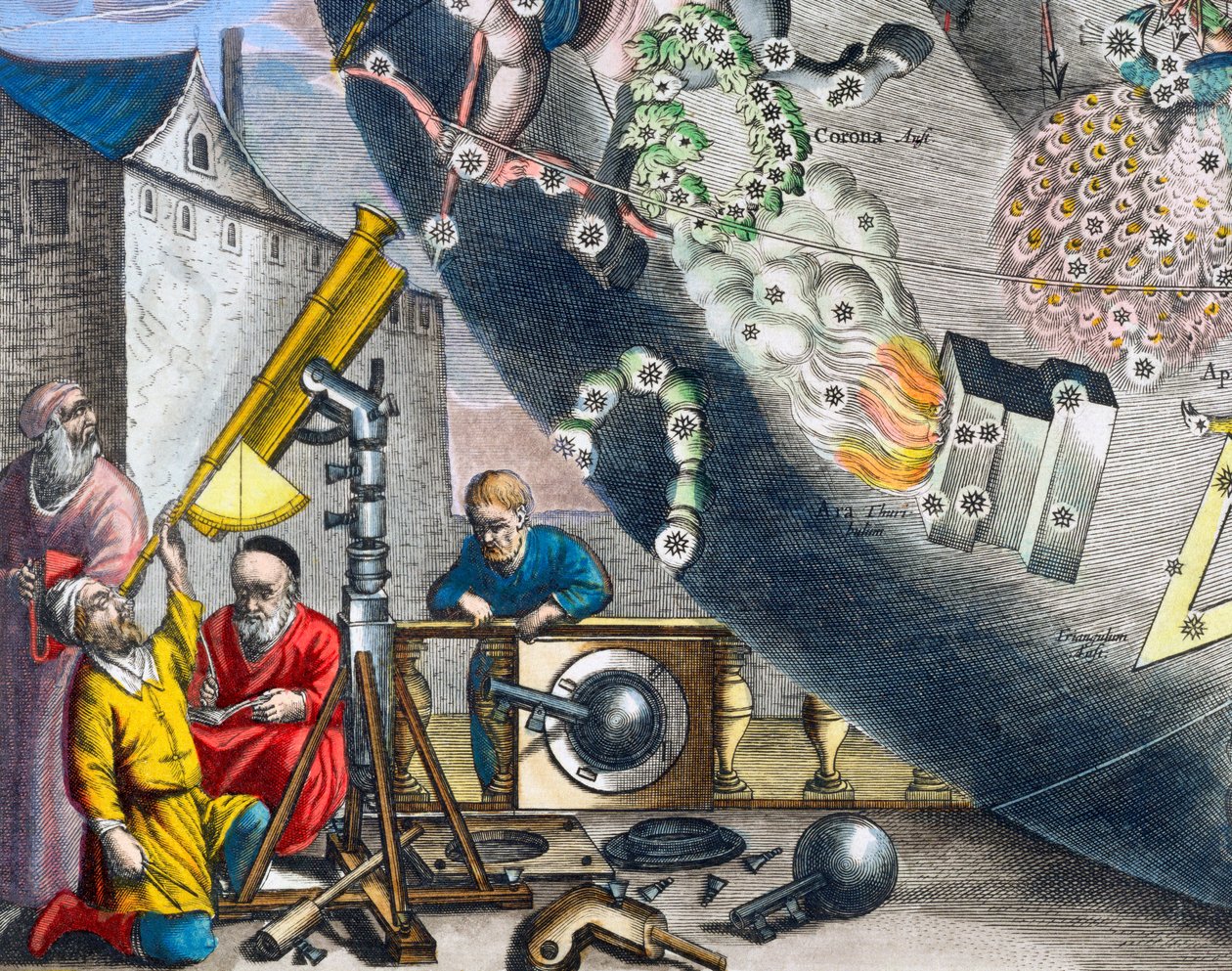 Astronomes regardant à travers un télescope, 1660-1661 - Andreas Cellarius