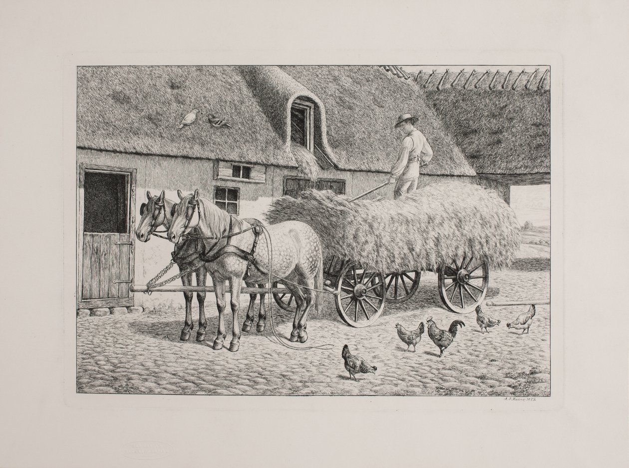Danish : Un chariot de récolte dans une ferme - Andreas Peter Madsen