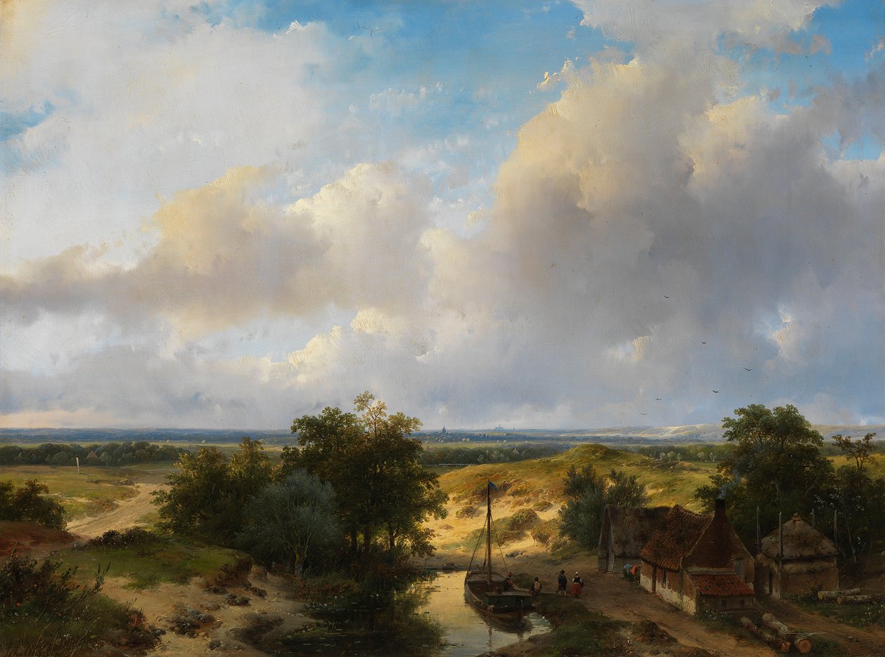 Paysage hollandais avec vue sur Haarlem - Andreas Schelfhout