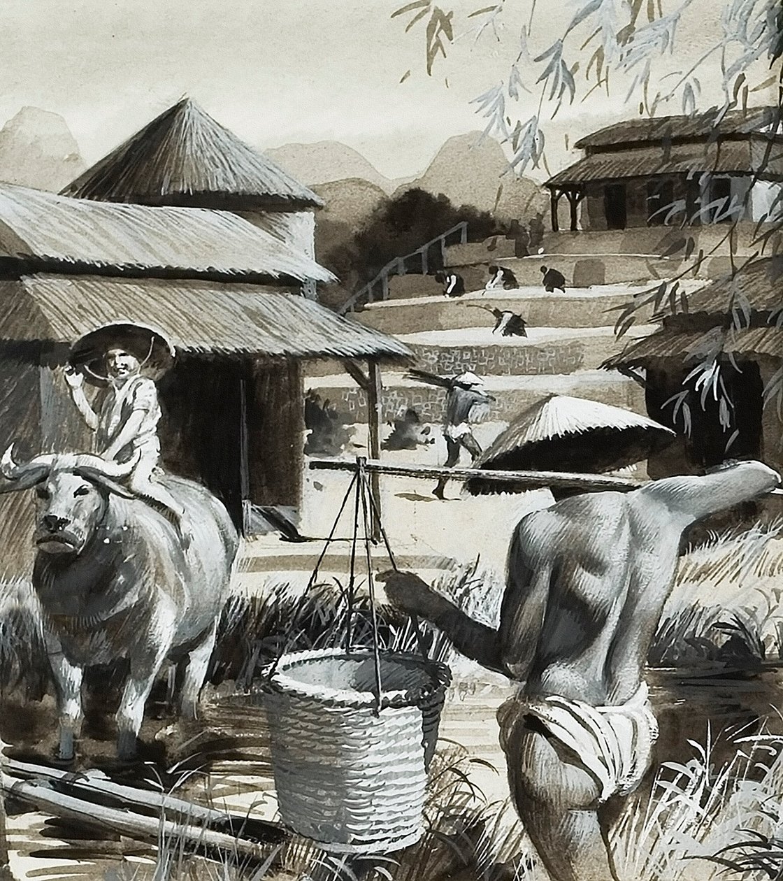 Agriculture en Chine (gouache sur papier) - Andrew Howat