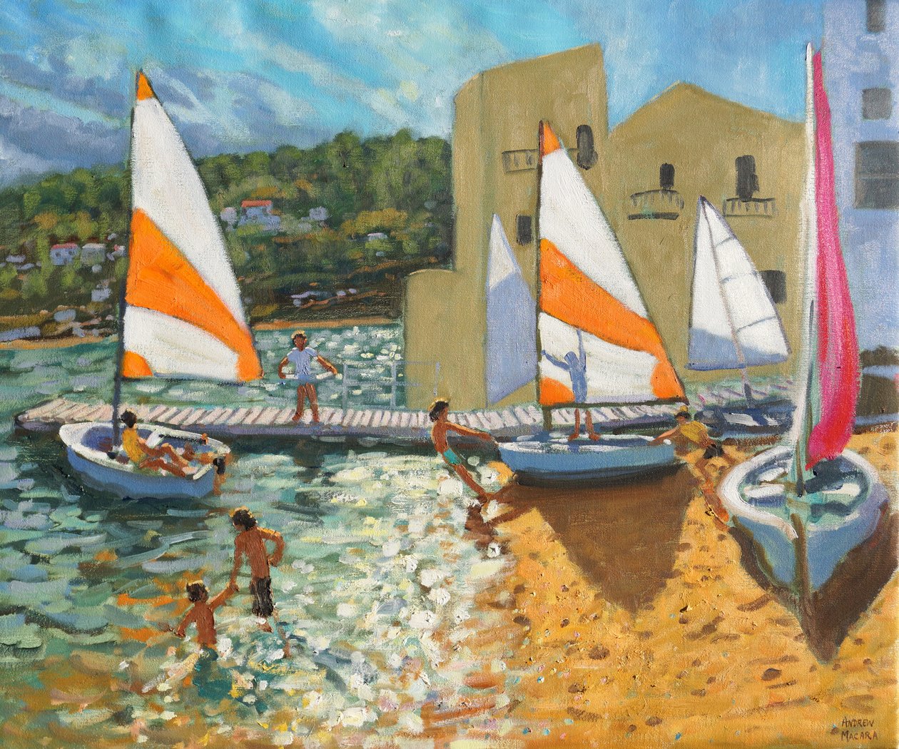 Lancement de bateaux, Calella de Palafrugell, Espagne - Andrew Macara