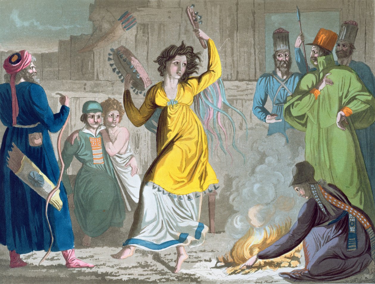 Un chaman talysh dansant autour du feu, de 