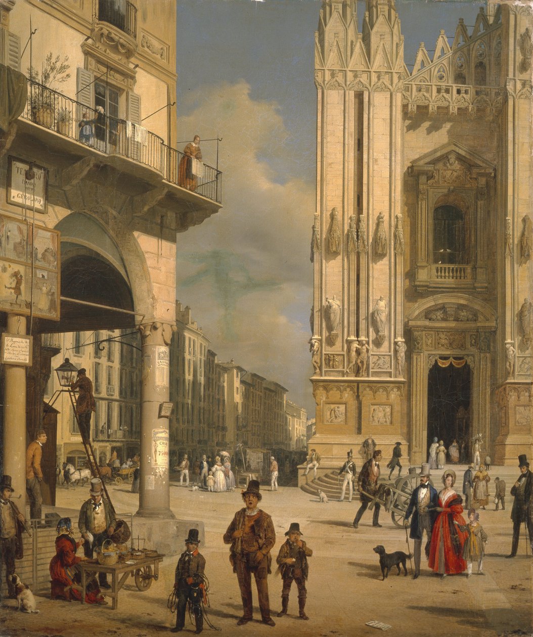 Piazza del Duomo, Milan, 1840 - Angelo Inganni