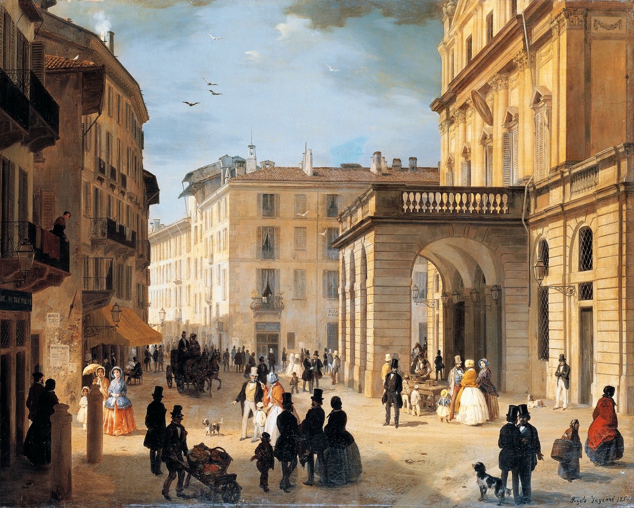 Piazza della Scala à Milan - Angelo Inganni