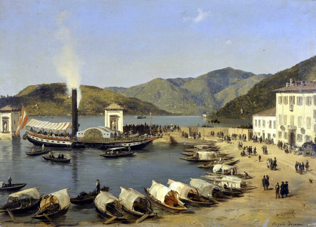 Le port de Côme (Como) - Angelo Inganni