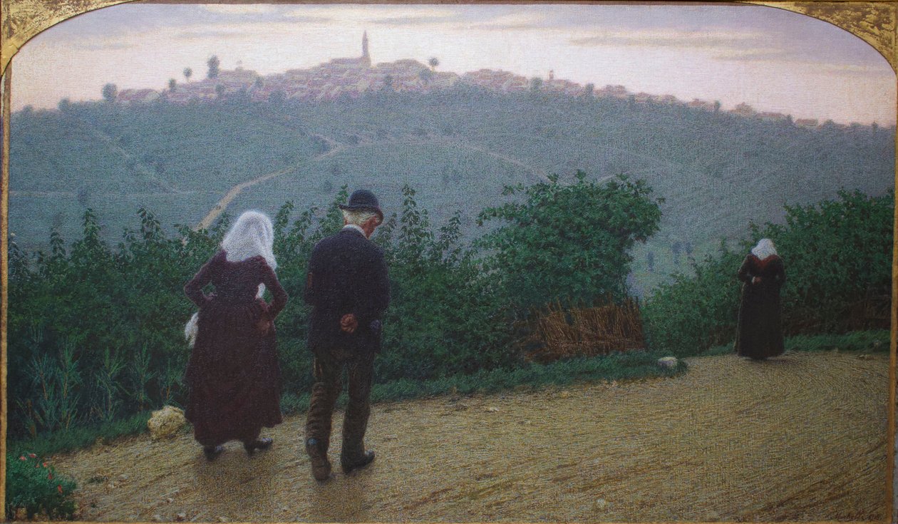 Aube du dimanche Première messe - Angelo Morbelli