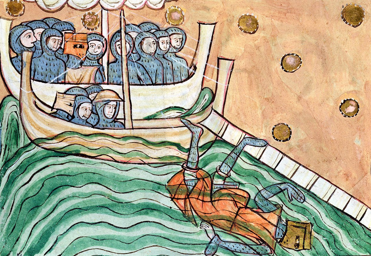 Un Viking en train de se noyer, possiblement Olav Trygvason de Norvège à la bataille de Svold - Anglo Saxon