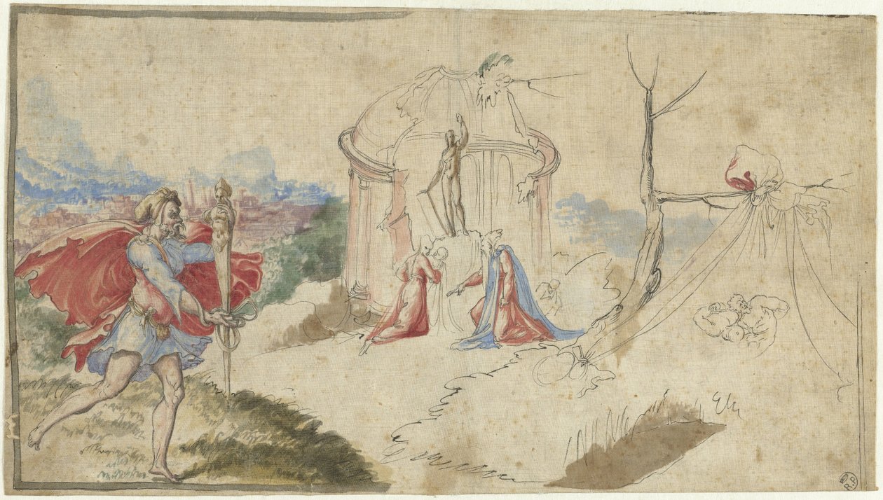Scène mythologique (Énée fuyant Troie ?) - Aniello Redita