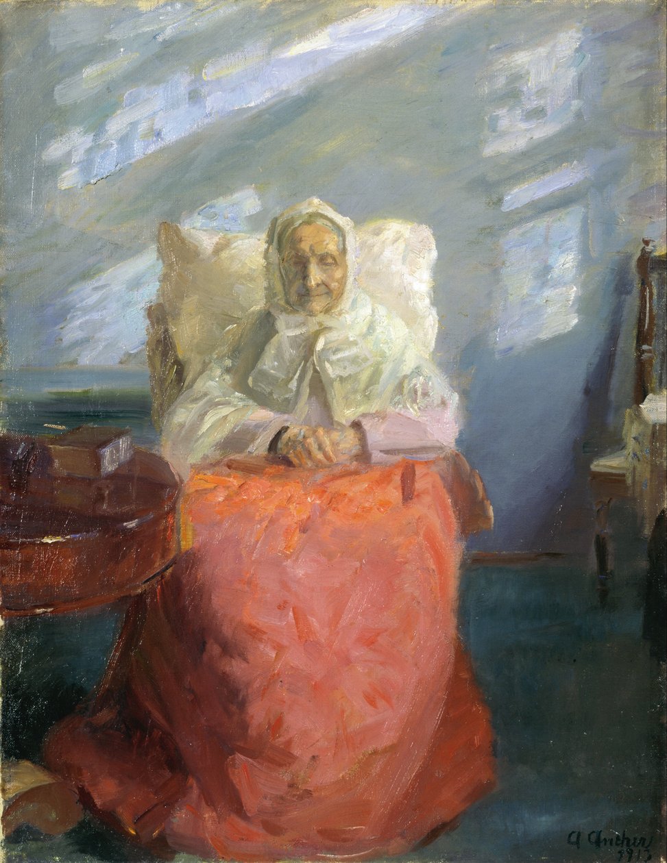Mme Ane Brøndum dans la chambre bleue - Anna Ancher