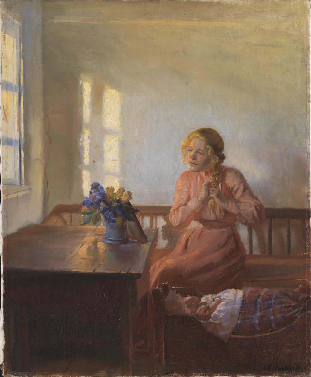 Jeune fille tressant ses cheveux - Anna Ancher