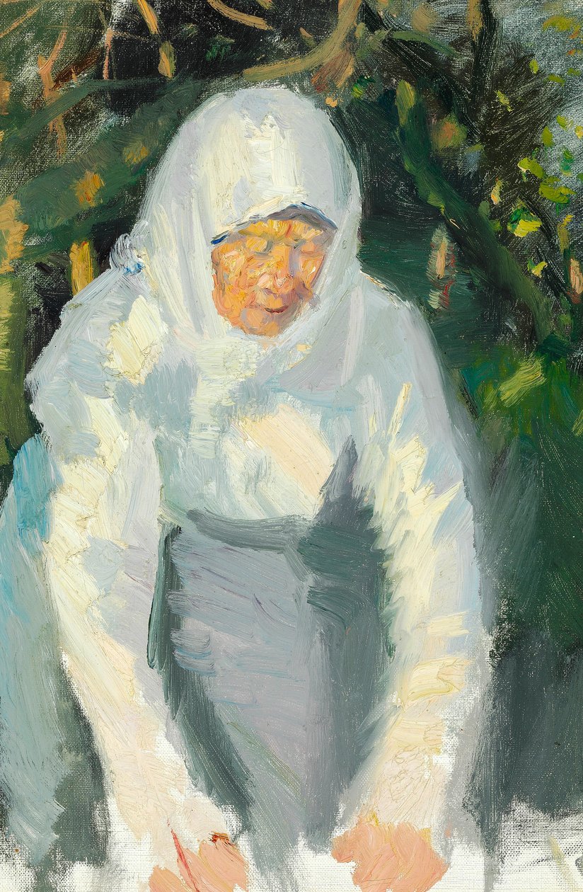 Femme de Skagen avec un foulard blanc. - Anna Ancher