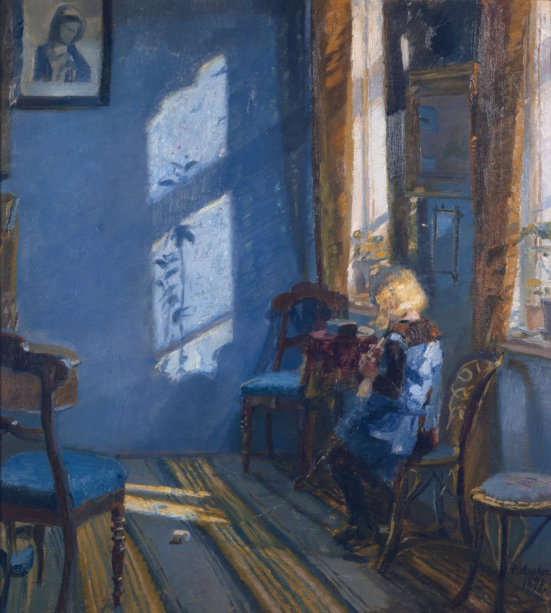 Soleil dans le salon bleu - Anna Kirstine Ancher