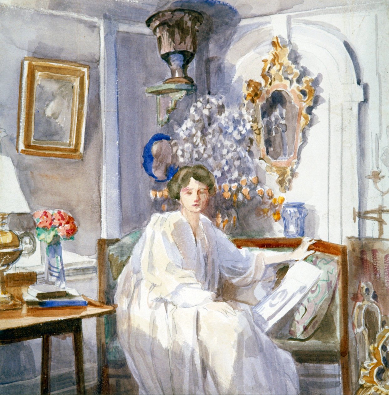 Jeune femme en blanc, vers 1864-1930 - Anna Lea Merritt