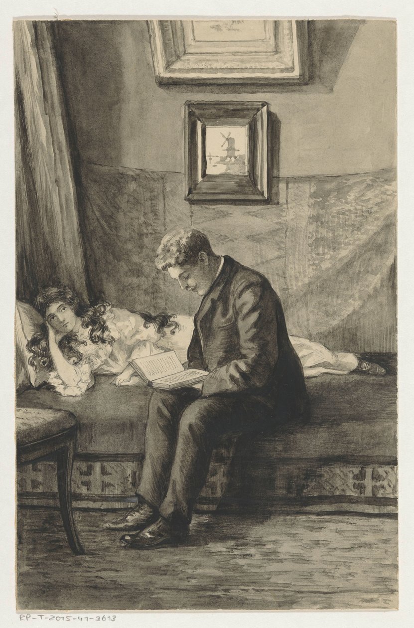 Jeune homme lisant à une fille - Anna Maria Kruijff