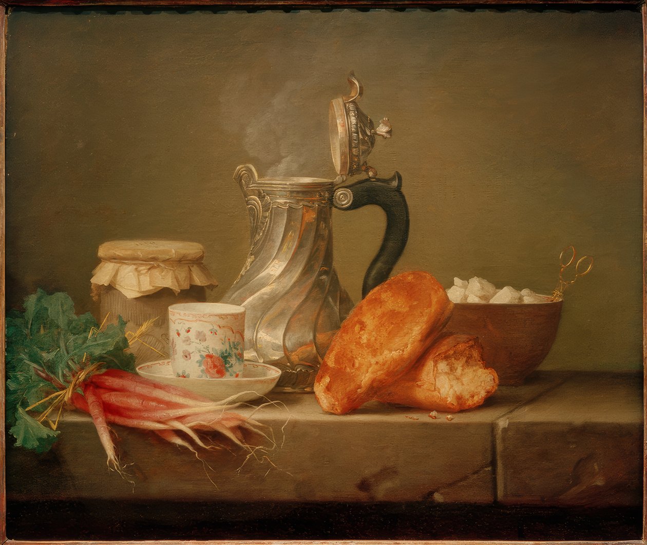 La Chocolatière - Nature morte avec cruche en argent - Anne Vallayer Coster