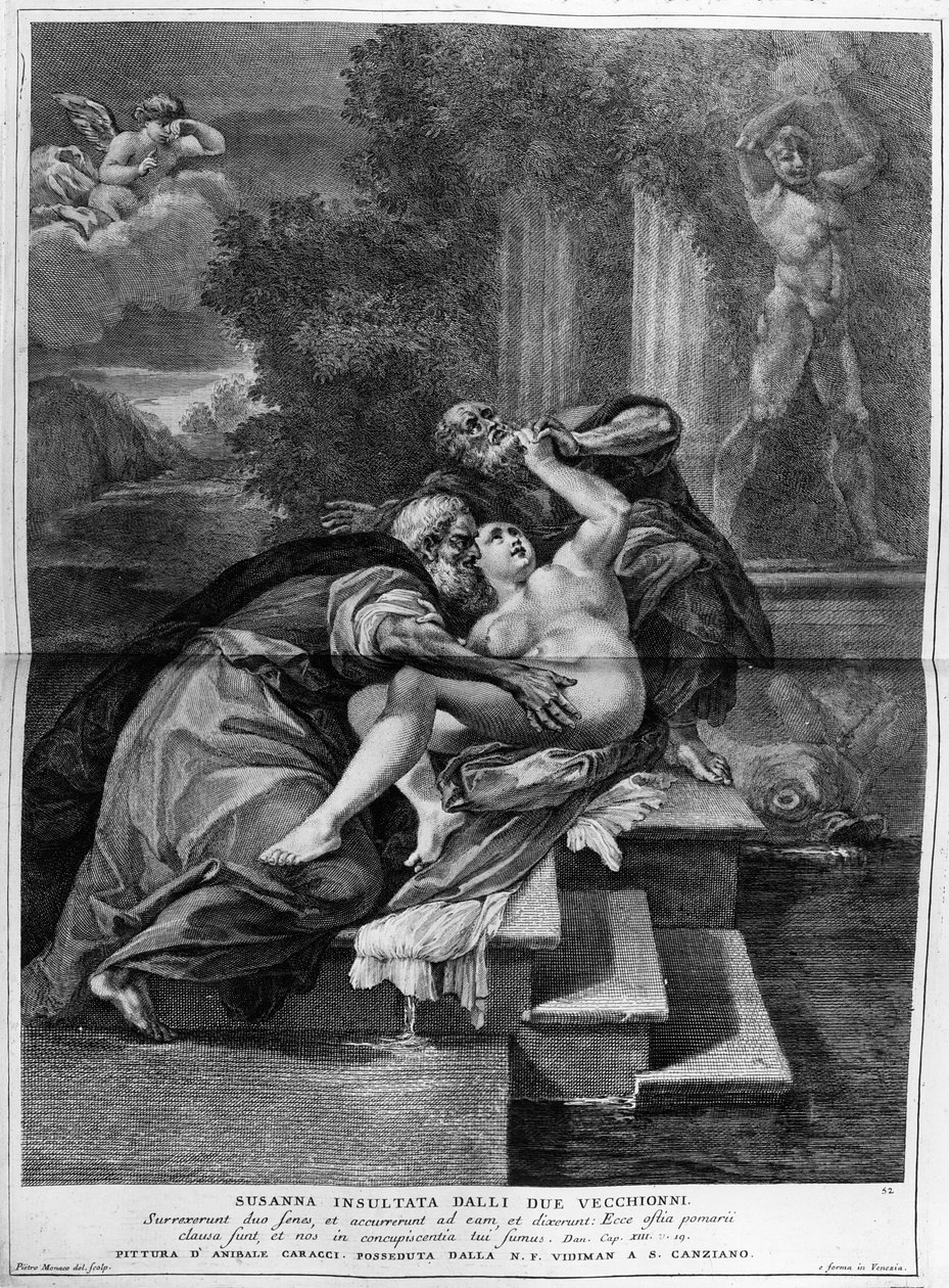 Suzanne et les vieillards, gravé par Pietro Monaco, c.1740 - Annibale Carracci