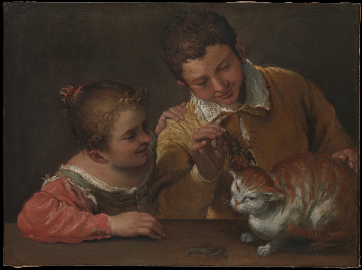 Deux enfants taquinant un chat - Annibale Carracci