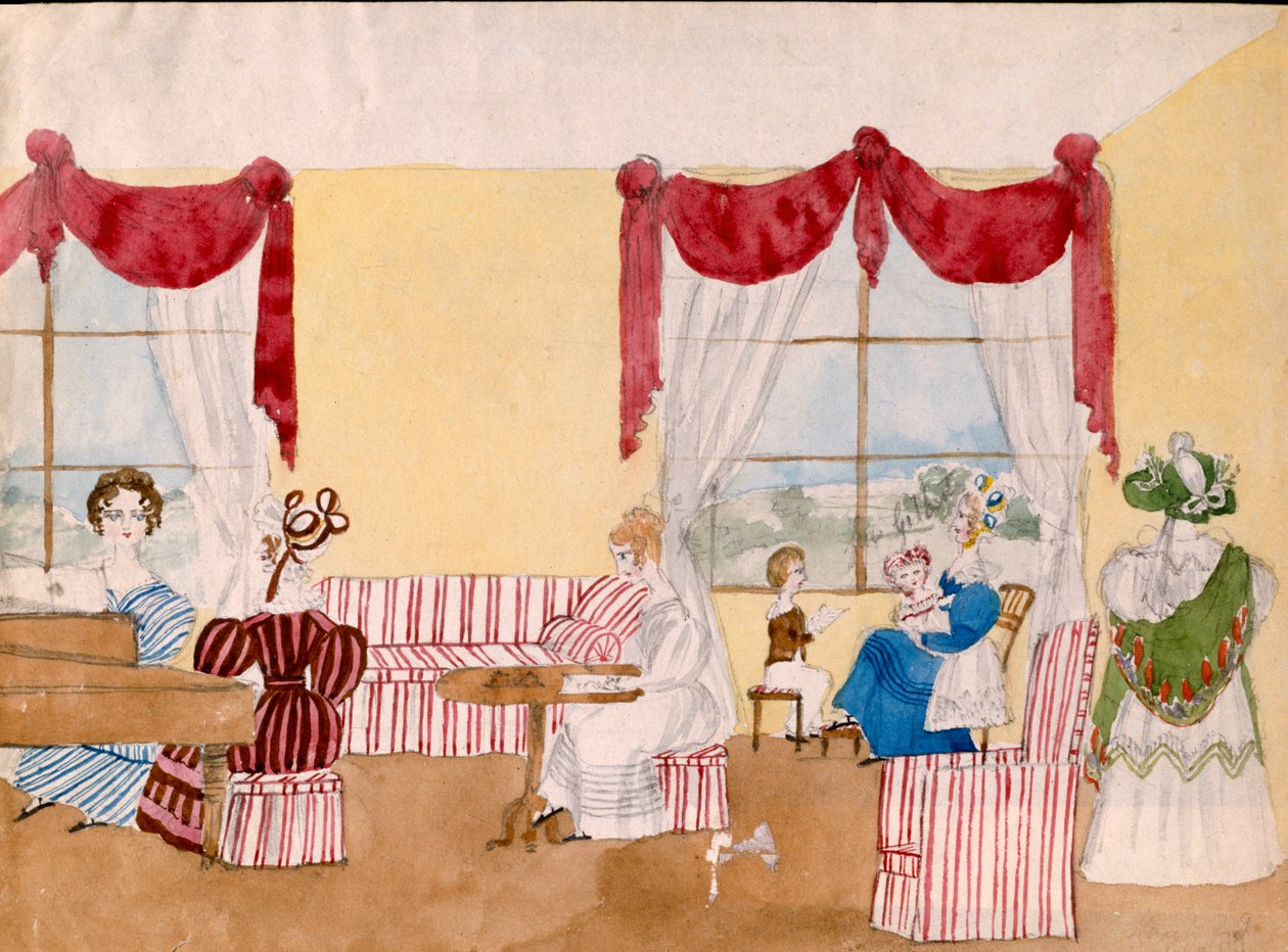 Intérieur avec femmes et enfants, vers 1830, britannique - Unbekannt Unbekannt
