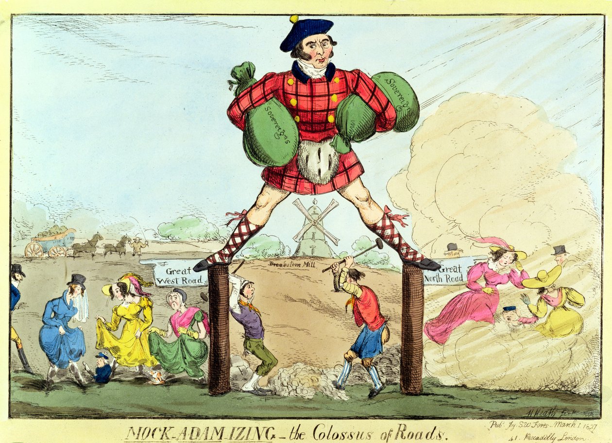 Mock-Adam-izing: le Colosse des Routes, une satire de John MacAdam, 1827 - Unbekannt Unbekannt