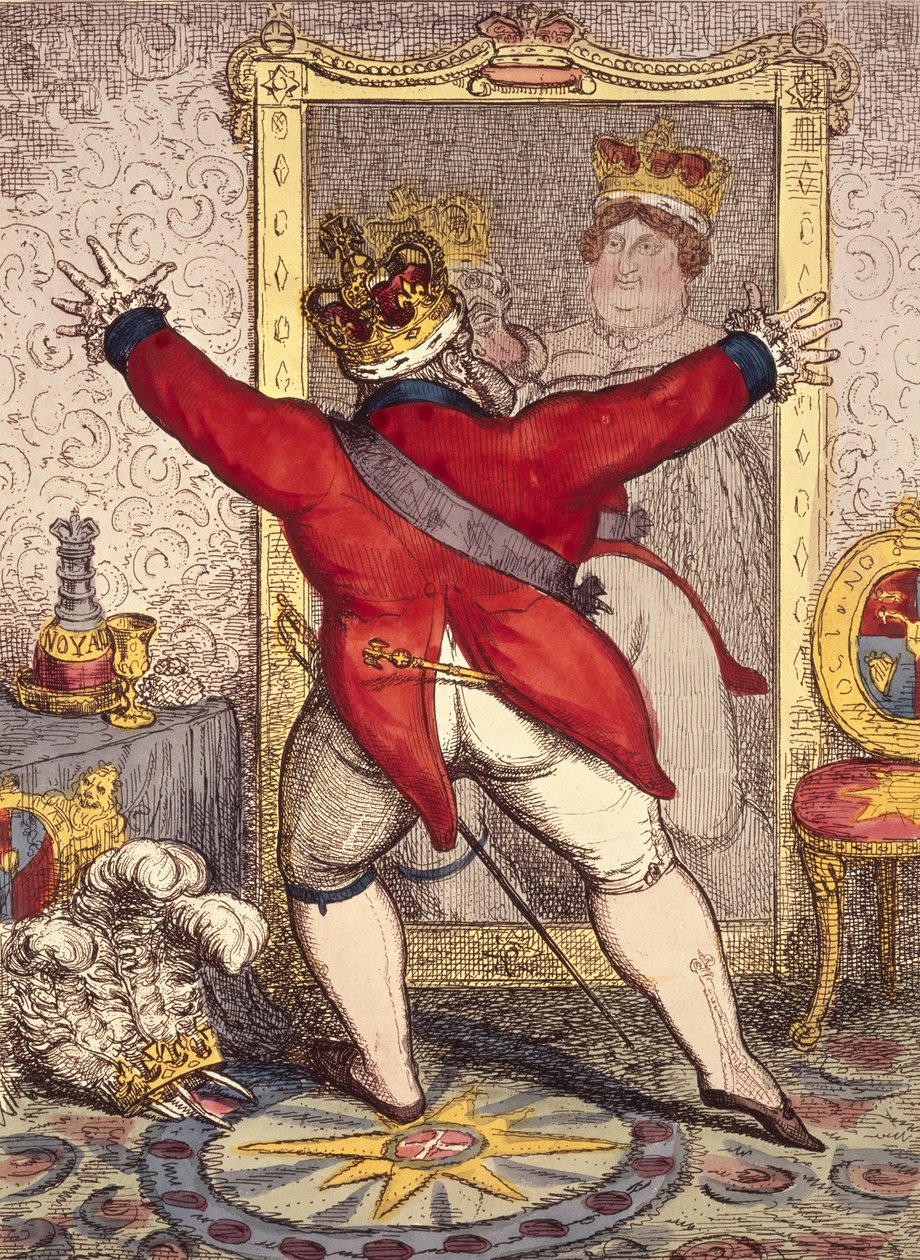 Réflexion : Être ou ne pas être, caricature du roi George IV d