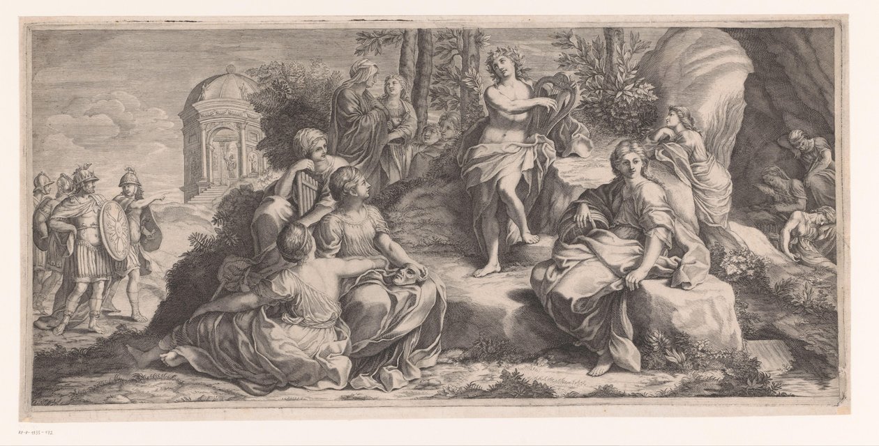 Apollon et les muses avec des soldats arrivant - Anonymous