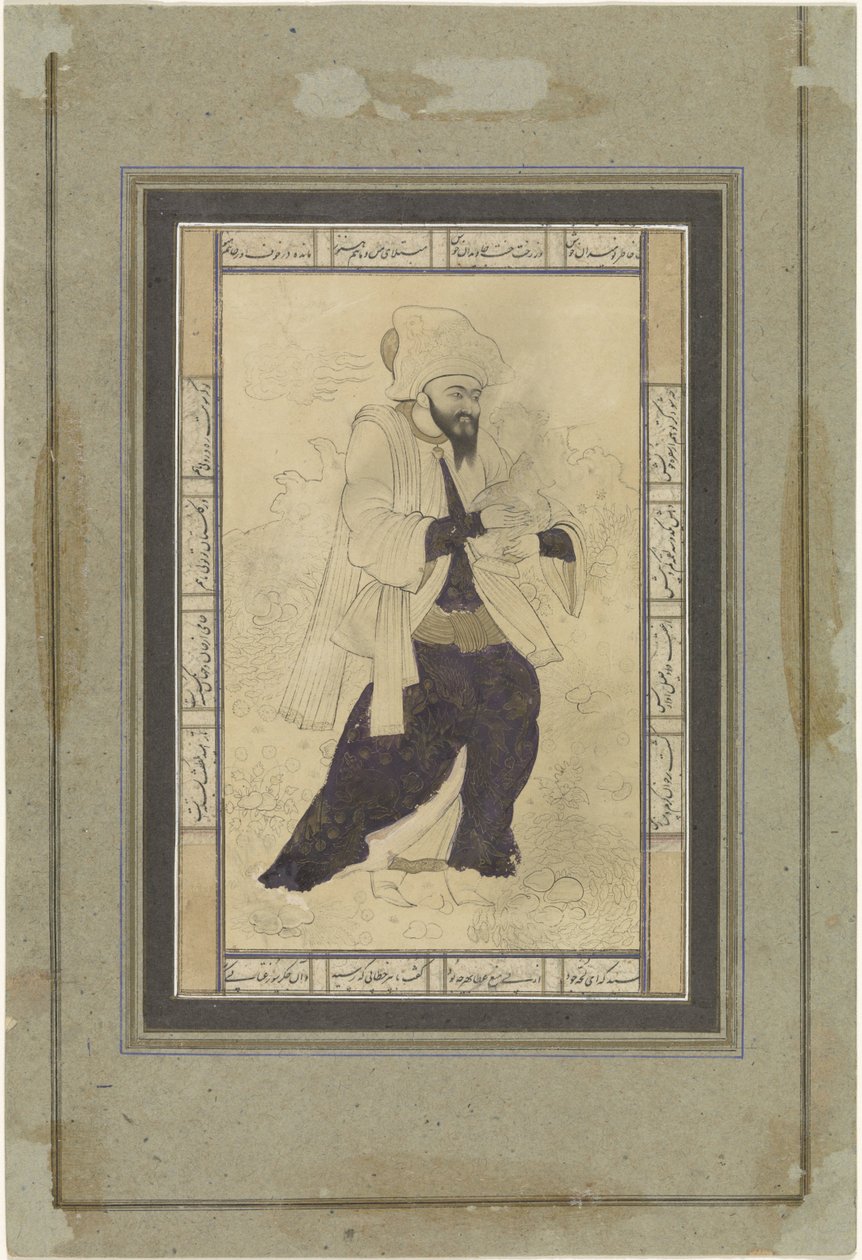 Homme barbu avec un vase dans les bras - Anonymous