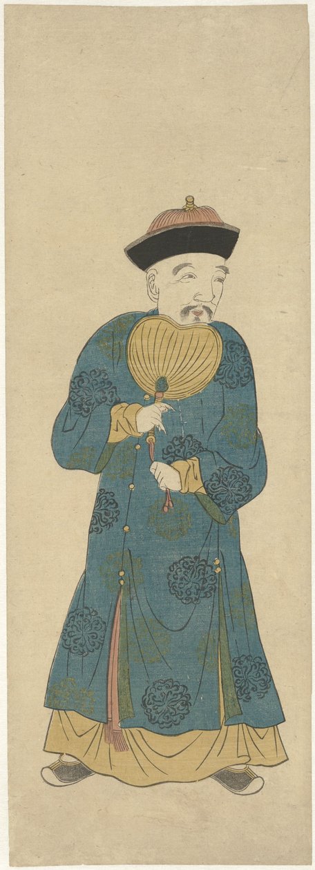 Homme chinois avec un éventail - Anonymous