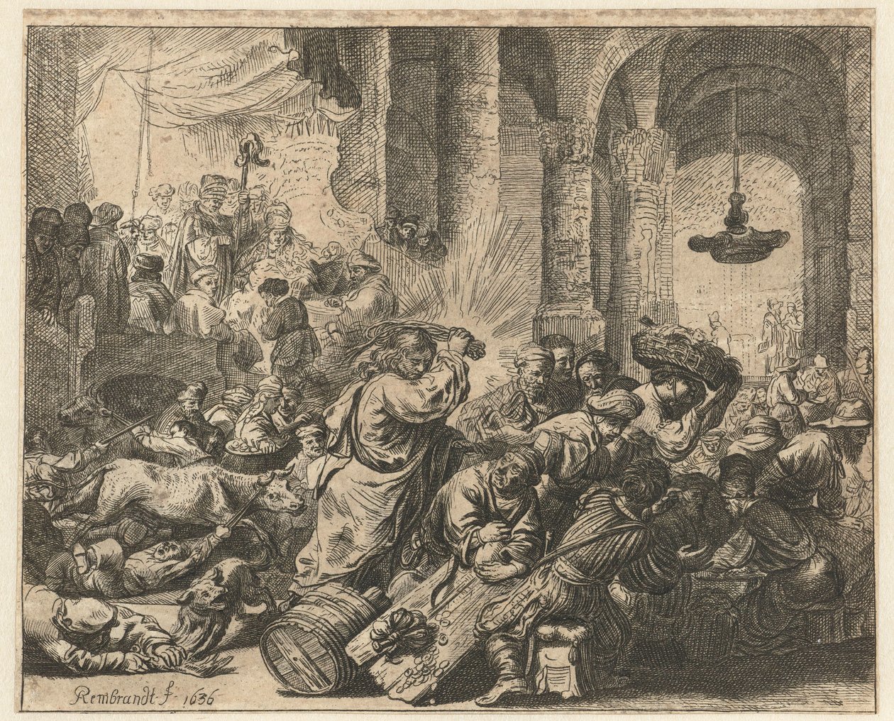 Christ chassant les marchands du temple - Anonymous