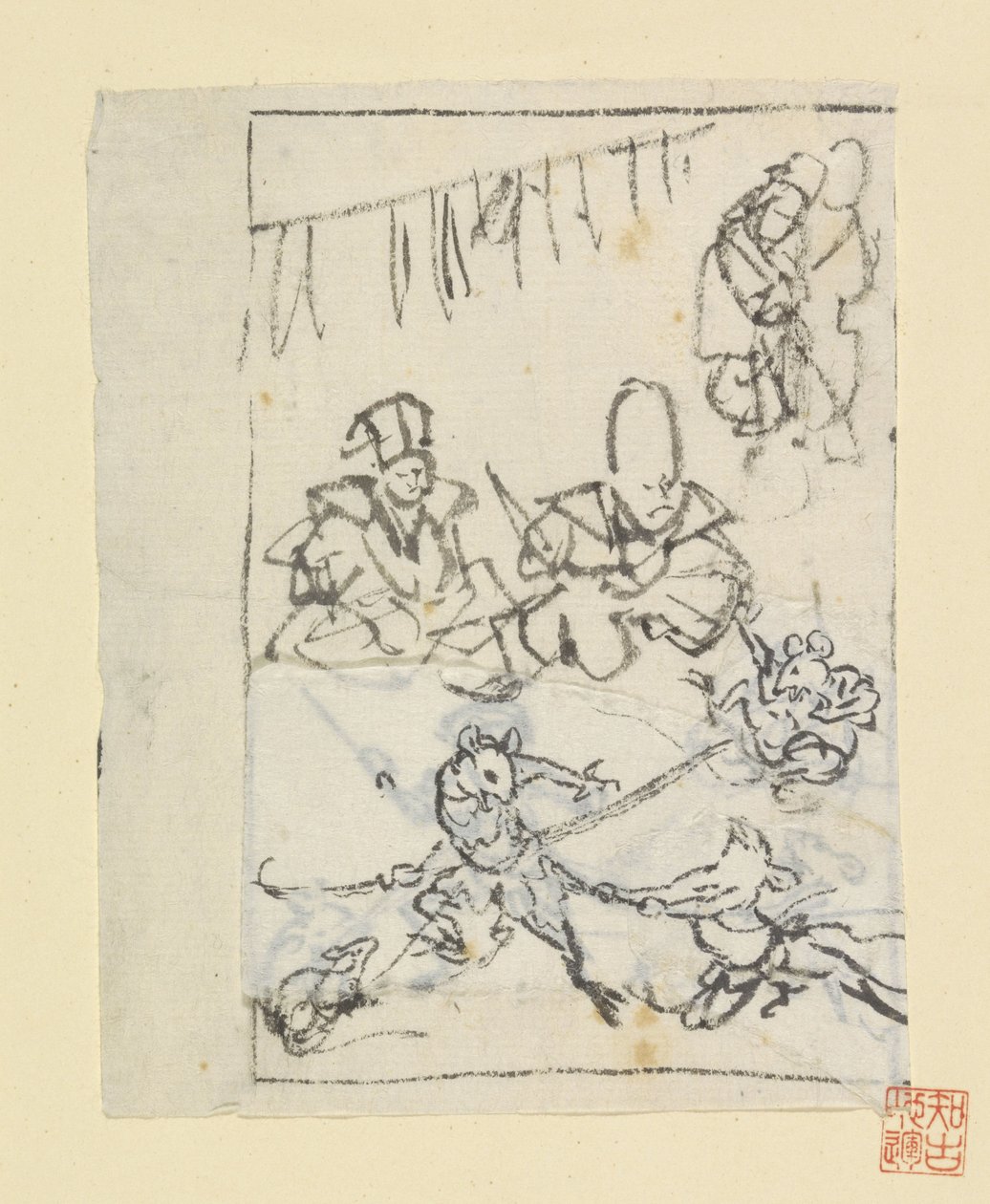 Daikoku et Fukurokuju observant un combat de souris - Anonymous