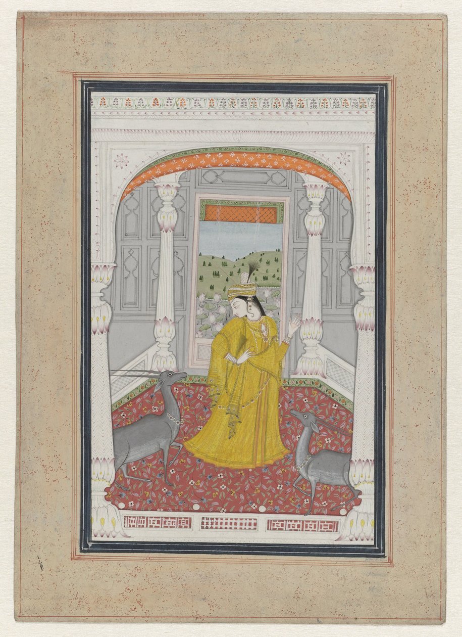 Dame avec deux cerfs - Anonymous