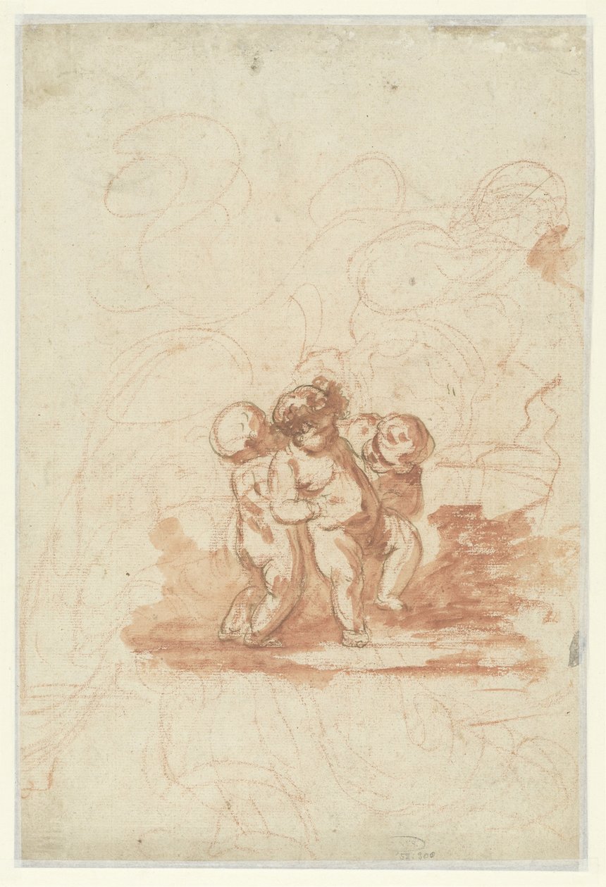 Trois putti dans un paysage - Anonymous