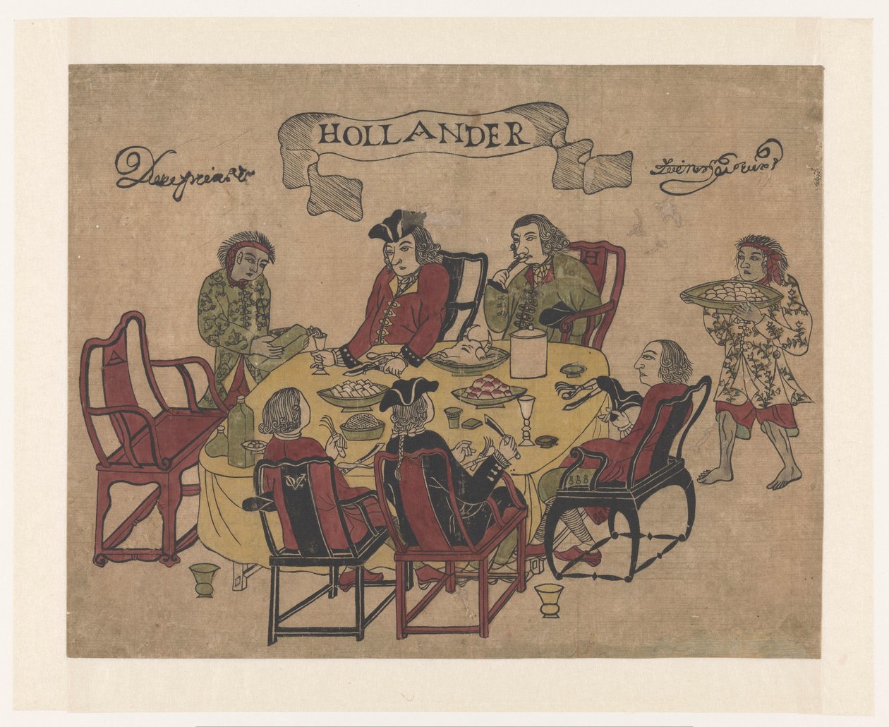 Cinq hommes néerlandais prenant un repas - Anonymous