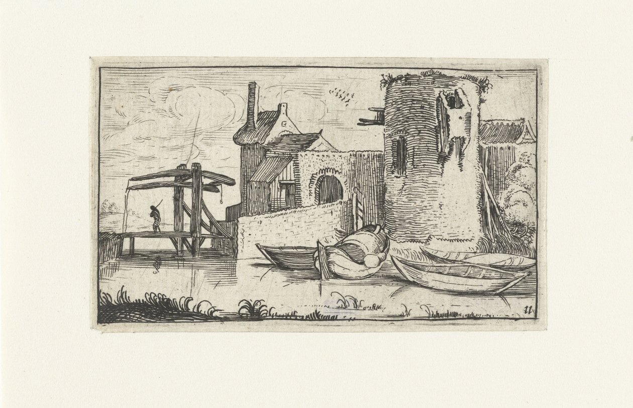 Bâtiment avec tour en ruine près d