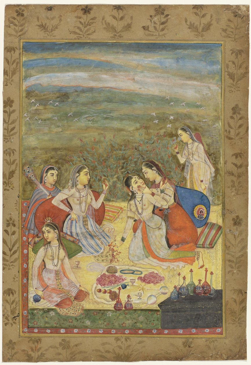 Groupe de six femmes dans un paysage - Anonymous
