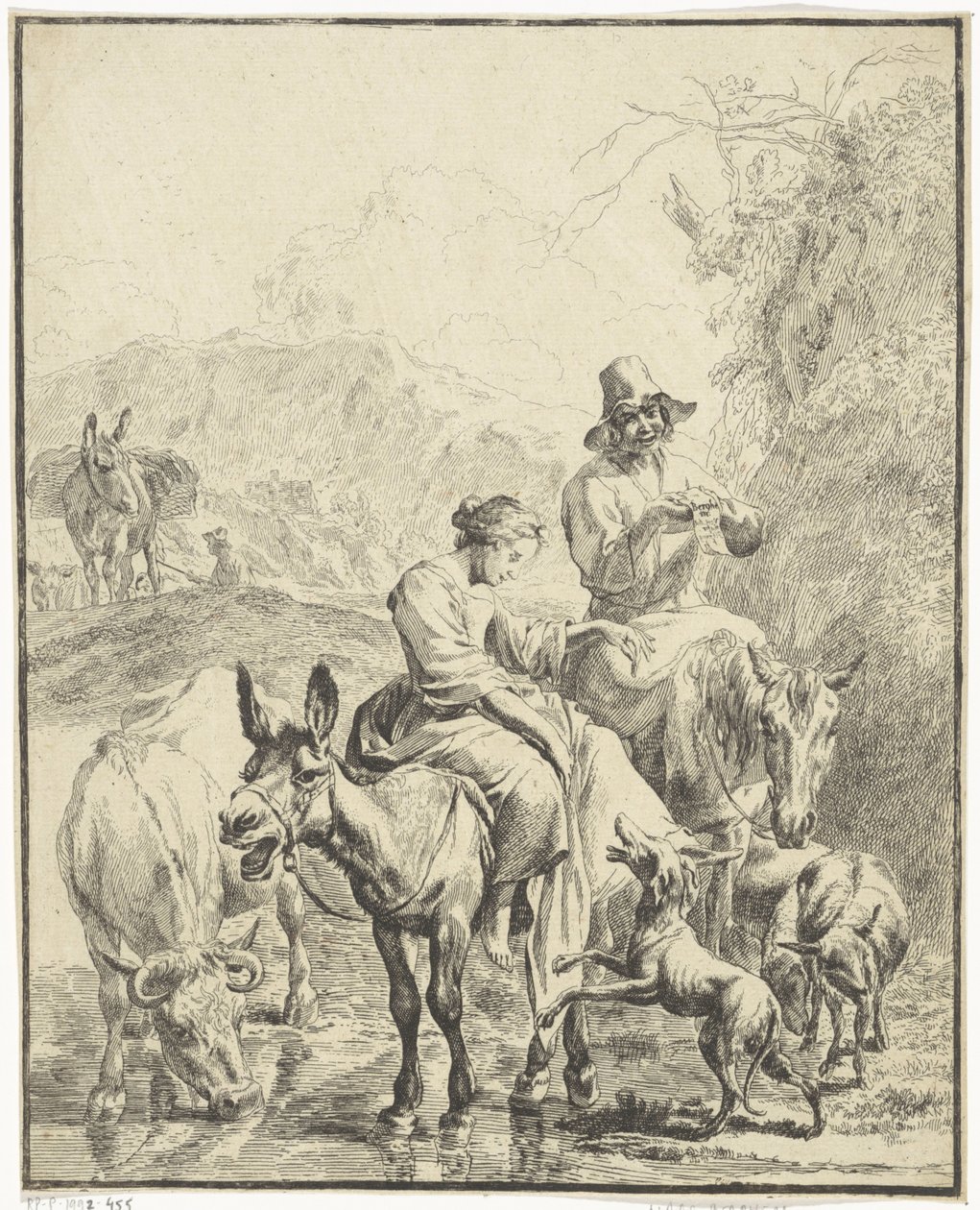 Bergère sur un âne - Anonymous
