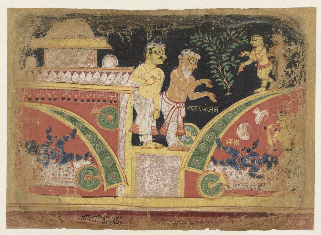 Krishna renversant le chariot - Anonymous